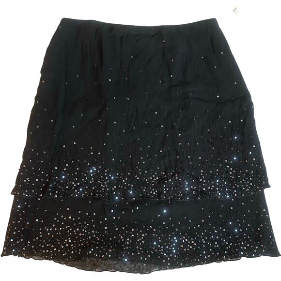Talbots Dresses & Skirts - Talbots Black Silk Beaded Sequin Tiered Skirt NWT- 12